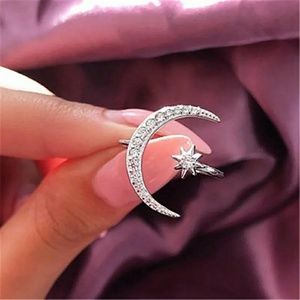 💥😎🔥Women's moon and star adjustable ring